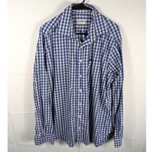 Gitman Bros XL Blue Check Plaid Button Down Shirt Mens Long Sleeve Made in USA